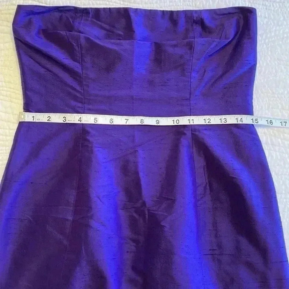 MODA International Purple 100% Silk Cocktail Strapless Dress in Size 8. - Picture 5 of 13